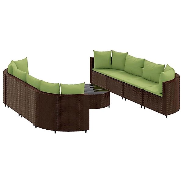 vidaXL 9-Tlg Garten-Sofagarnitur mit Kissen Braun Poly Rattan 3308430 günstig online kaufen