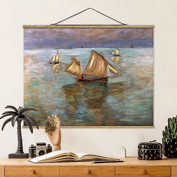 Stoffbild Strand mit Posterleisten - Querformat Claude Monet - Fischerboote günstig online kaufen