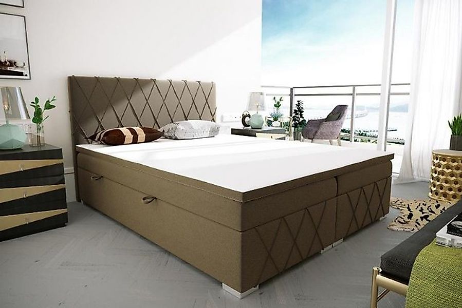 JVmoebel Bett Boxspring Bett Hotel Doppel Samt Luxus Betten Polster Bettkas günstig online kaufen