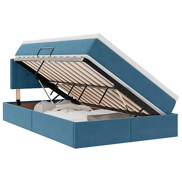 vidaXL Stauraumbett mit Matratze Dunkelblau 120 x 200 cm Samt 3370873 günstig online kaufen
