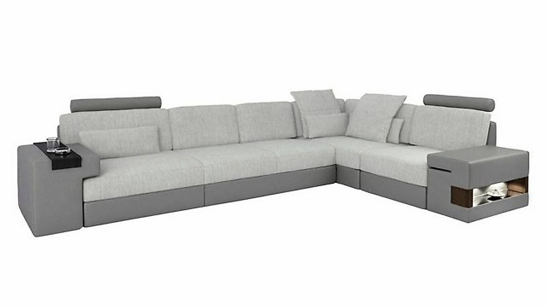 JVmoebel Ecksofa moderne Sofa L-Form Sofas Grau NEU Couch Ecke Leder Wohnzi günstig online kaufen