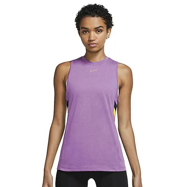 Nike Dri Fit Stripe Ärmelloses T-shirt L Violet Shock / Citron Pulse günstig online kaufen