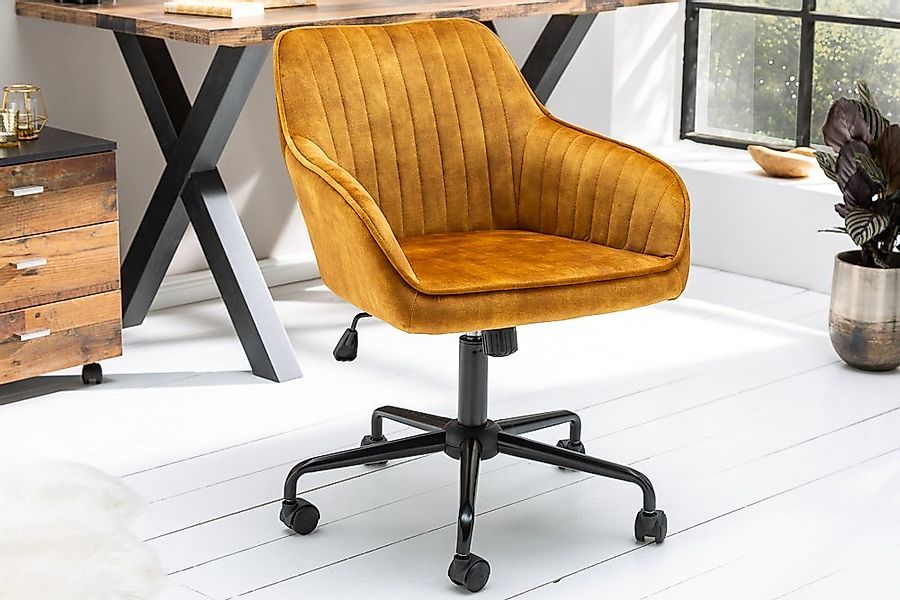 riess-ambiente Drehstuhl TURIN senfgelb / schwarz, Büro · Samt · Metall · L günstig online kaufen