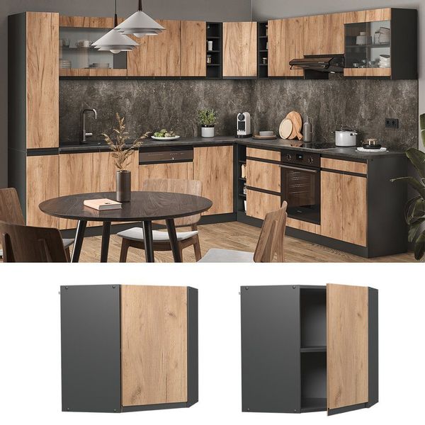 Vicco Eckhängeschrank R-Line, Goldkraft Eiche/Anthrazit, 57 günstig online kaufen