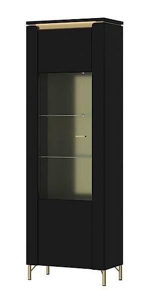 Vitrine inkl. 1 Tür  ca. 66x202x40 cm Schwarz Matt / Gold günstig online kaufen