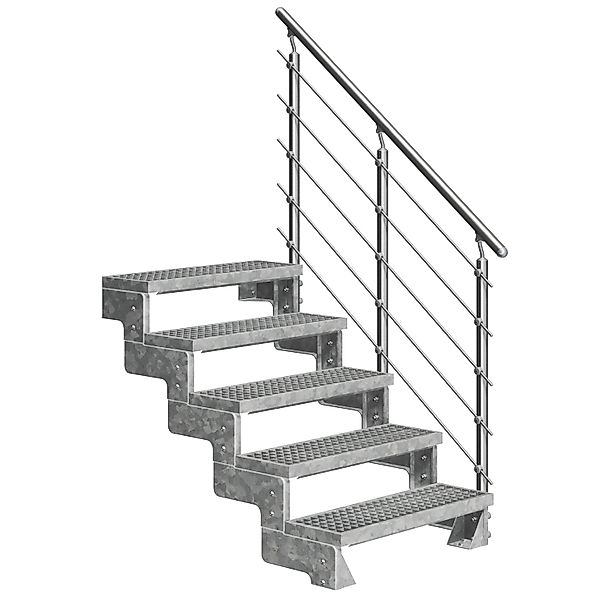 DOLLE Außentreppe Gardentop 5 Gitterroststufen 100 cm inkl. Geländer günstig online kaufen