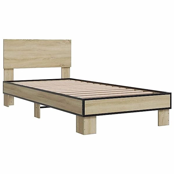 vidaXL Bettgestell Sonoma-Eiche 75x190 cm Holzwerkstoff und Metall 845813 günstig online kaufen