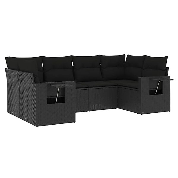 vidaXL 6-Tlg Garten-Sofagarnitur mit Kissen Schwarz Poly Rattan 3252912 günstig online kaufen