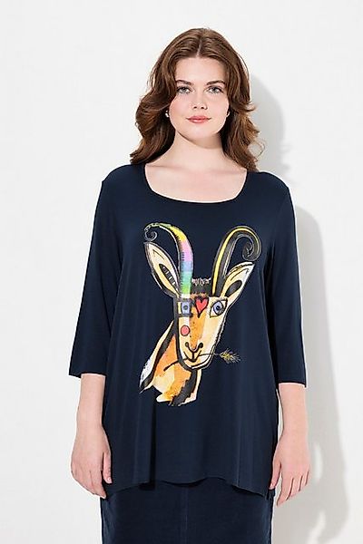 Ulla Popken T-Shirt Shirt Katzenmotiv A-Linie Carree-Ausschnitt günstig online kaufen