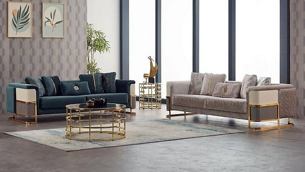 Xlmoebel Sofa Sofa-Set mit Luxus-Bezügen in Beige für drei Personen, 1 Teil günstig online kaufen