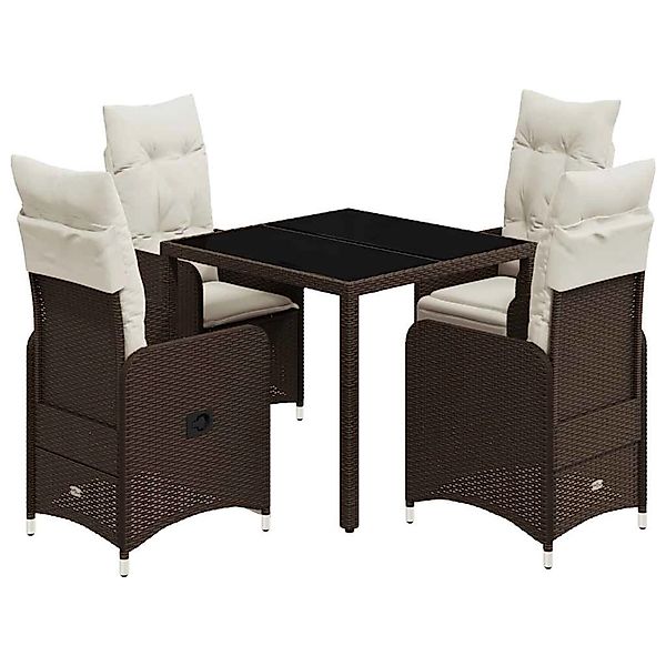vidaXL 5-Tlg Garten-Bistro-Set mit Kissen Braun Poly Rattan 3277065 günstig online kaufen