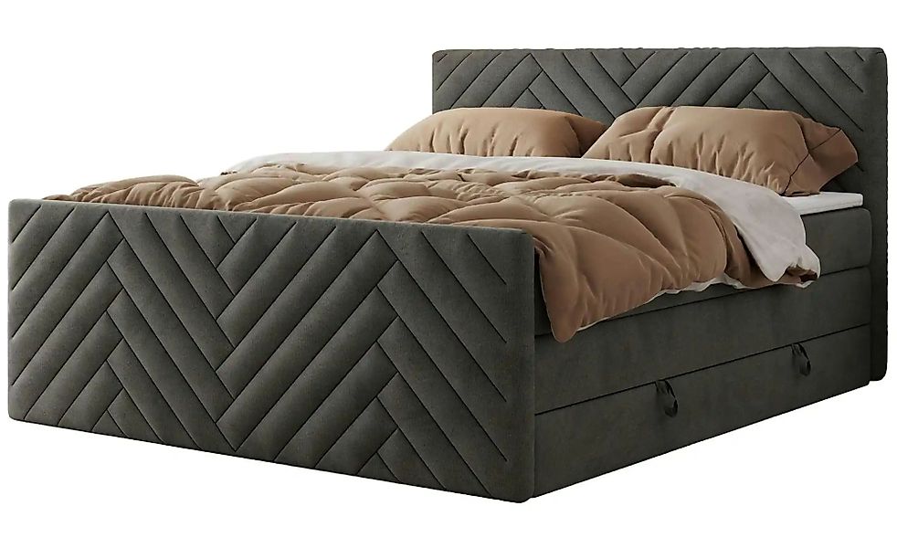 Boxspringbett mit Bettkasten Paris King Duo ¦ grau ¦ Maße (cm): B: 141 H: 1 günstig online kaufen