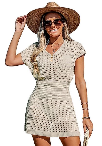 Cupshe Smokkleid Coverup mit Knopfleiste und V Ausschnitt Mini günstig online kaufen