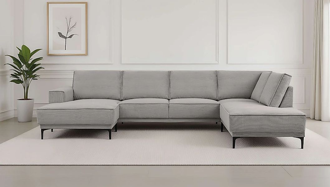 PLACES OF STYLE Wohnlandschaft "XXL Sofa Oland, Struktur, Flachgewebe, Luxu günstig online kaufen