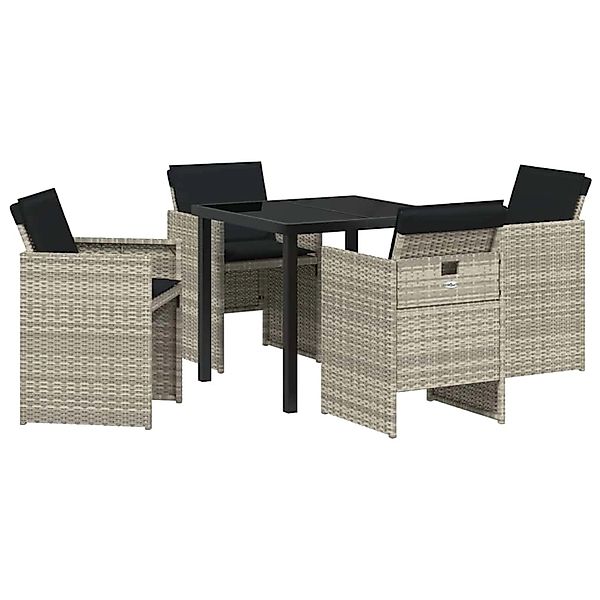 vidaXL Garten Essgruppe 5-Tlg Hellgrau Poly Rattan 3380609 günstig online kaufen
