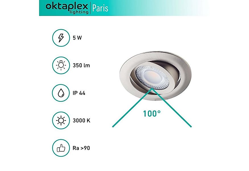 Oktaplex lighting LED Deckenleuchte Oktaplex PARIS Einbaustrahler, Warmweiß günstig online kaufen