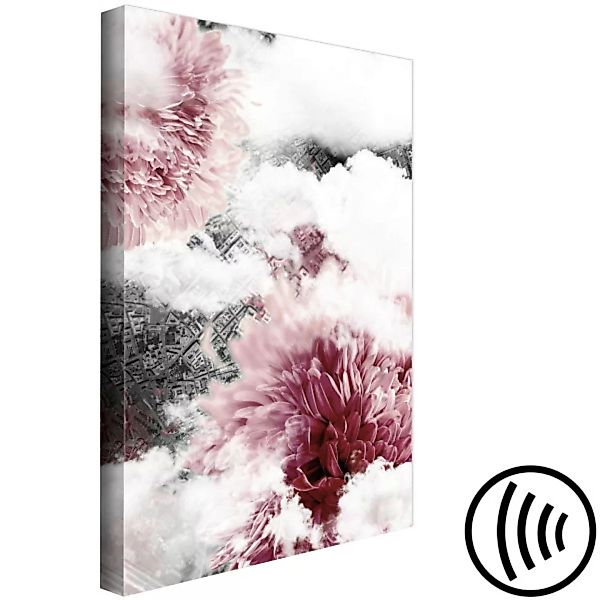 Bild auf Leinwand Dahlien-Wolken - Fotos von Wolken und rosa Blumen XXL günstig online kaufen