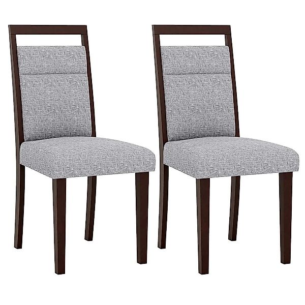 Costway Esszimmerstühle 2er Set Küchenstuhl Holz Modern Grau günstig online kaufen
