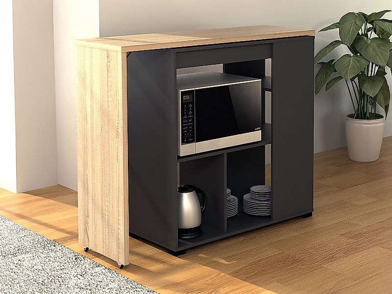 Bartisch drehbar mit Stauraum - Holzfarben & Anthrazit - SATURNE günstig online kaufen