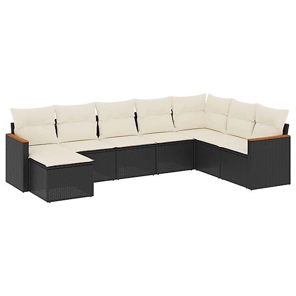 vidaXL 8-Tlg Garten-Sofagarnitur mit Kissen Schwarz Poly Rattan 3226245 günstig online kaufen
