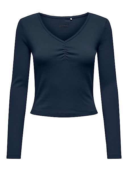 ONLY Langarmshirt "ONLBETTY LIFE L/S SCALLOP V-NECK CC JRS" mit Raffung am günstig online kaufen