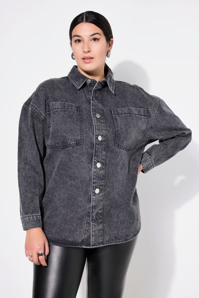 Studio Untold Hemdbluse Jeanshemd oversized Hemdkragen günstig online kaufen
