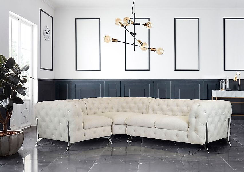 Leonique Chesterfield-Sofa »Amaury L-Form«, moderne Chersterfield-Optik, Br günstig online kaufen