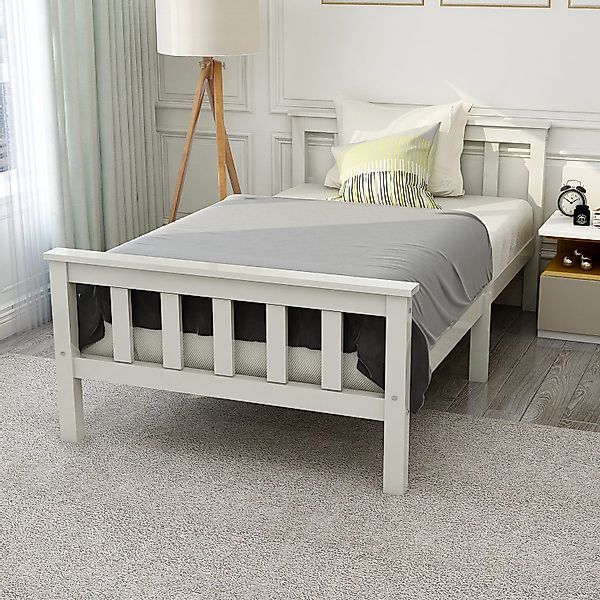 STILVORA Massivholzbett 90×200 mit Kopfteil,Bettgestell Jugendbett günstig online kaufen