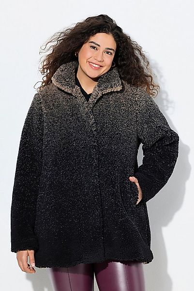 Ulla Popken Wintermantel Teddymantel Farbverlauf Stehkragen Druckknöpfe günstig online kaufen