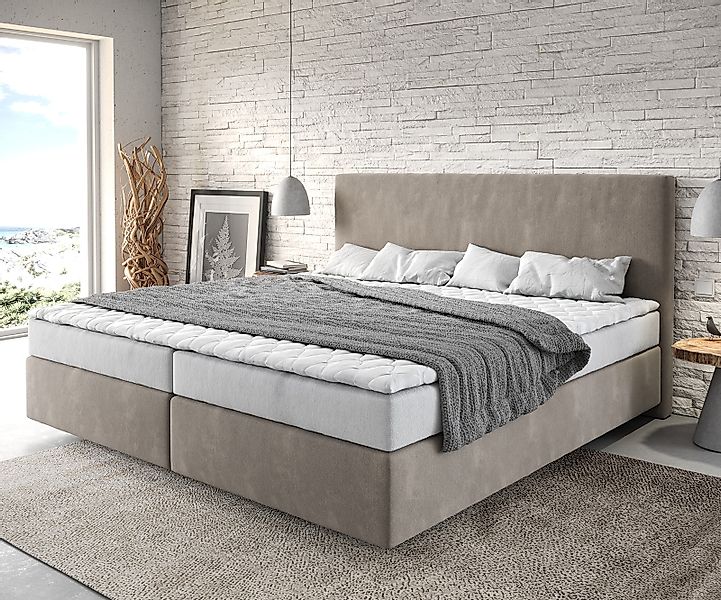 DELIFE Boxspringbett Dream-Well, Mikrofaser Beige 200x200 günstig online kaufen