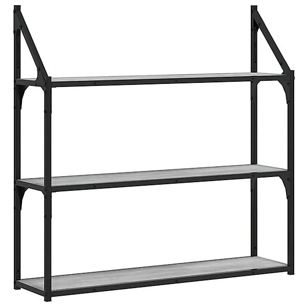vidaXL Wandregal 3 Fächer Grau Sonoma 80x21x78,5 cm Holzwerkstoff 835457 günstig online kaufen