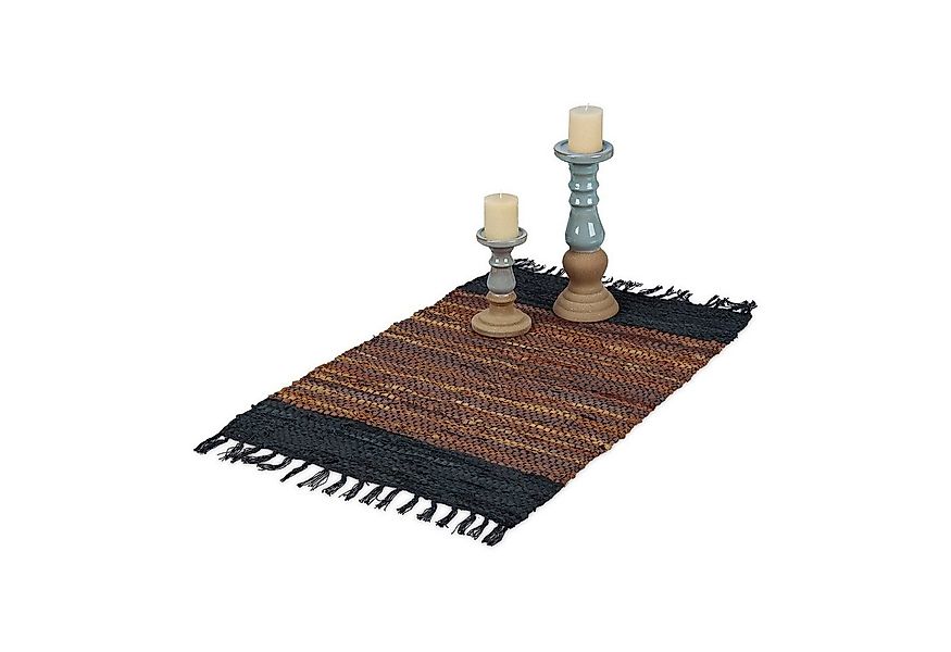 relaxdays Läufer Flickenteppich 60 x 110 cm, Höhe: 5 mm, braun günstig online kaufen