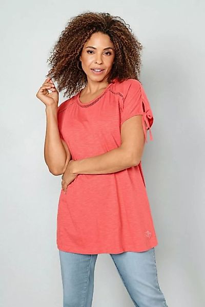 MIAMODA Rundhalsshirt T-Shirt Zierband-Nähte Halbarm mit Schlitz günstig online kaufen