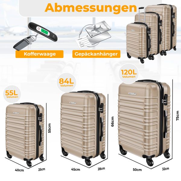 KESSER Kofferset, 4 Rollen, (3 tlg), günstig online kaufen