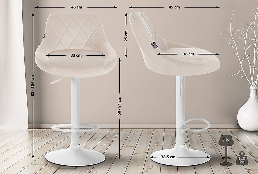 CLP Barhocker Lazio Samt, Barstuhl 360° günstig online kaufen
