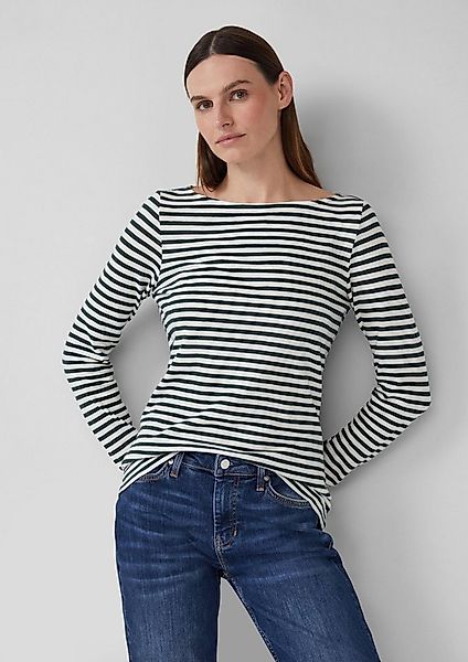 s.Oliver Langarmshirt T-Shirt Gestreiftes Langarmshirt aus Flammgarn mit U- günstig online kaufen