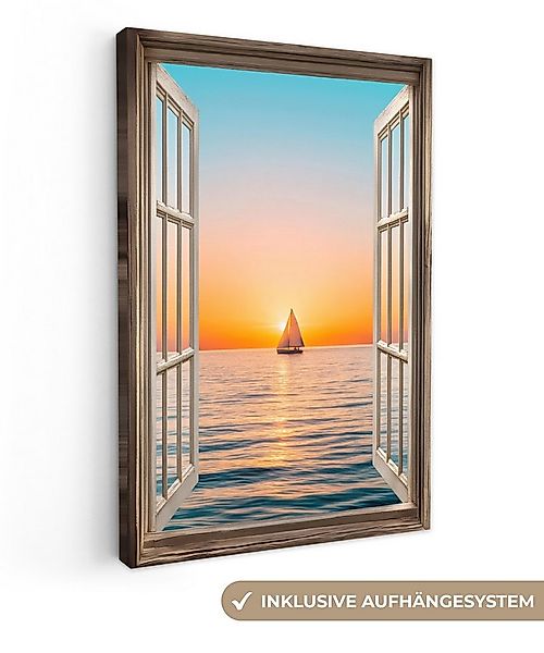 OneMillionCanvasses® Leinwandbild Transparenter Blick - Meer - Boot - Sonne günstig online kaufen