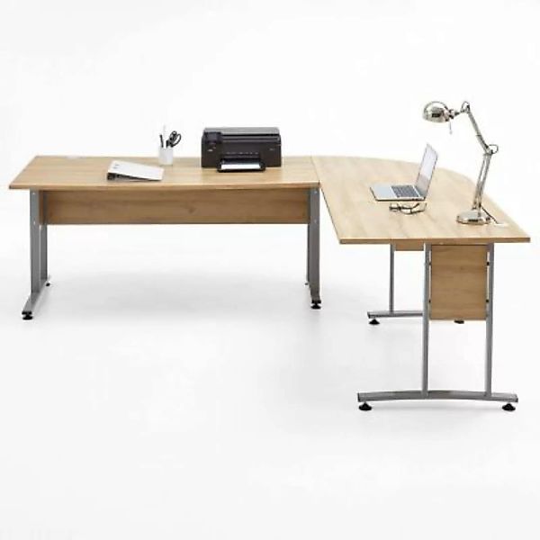 Lomadox Büro Winkelschreibtisch 120 x 160cm COLUMBUS-10 in Brilliantweiß ma günstig online kaufen