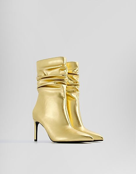 Bershka Metallic-Stiefeletten Im Slouchy-Fit Damen 35 Gold günstig online kaufen