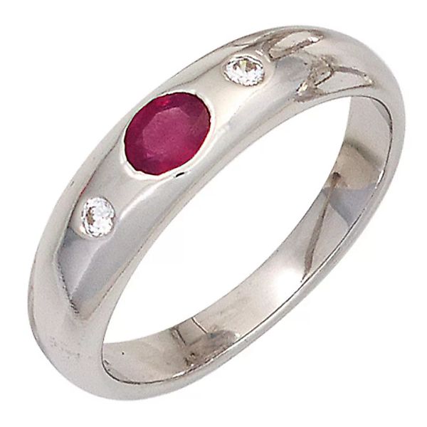 SIGO Damen Ring 925 Sterling Silber rhodiniert 1 Rubin rot 2 Zirkonia Silbe günstig online kaufen