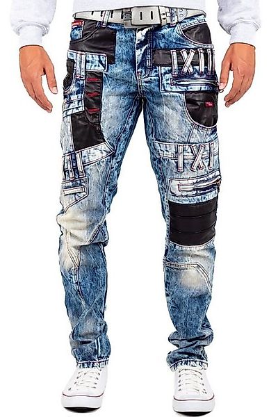 Cipo & Baxx Bikerjeans Herren Hose BA-CD482 W38/L32 (1-tlg) mit Kunstleder günstig online kaufen