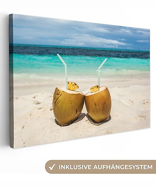 OneMillionCanvasses® Leinwandbild Kokosnüsse Karibik Strand, Fotodruck günstig online kaufen