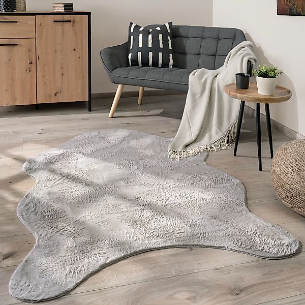 Paco Home Fellteppich »Pelt 640«, fellförmig, 16 mm Höhe, Kunstfell, Uni Fa günstig online kaufen