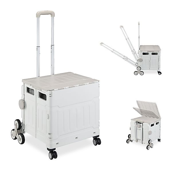 relaxdays Einkaufstrolley Treppensteig, 47 l, Grau günstig online kaufen