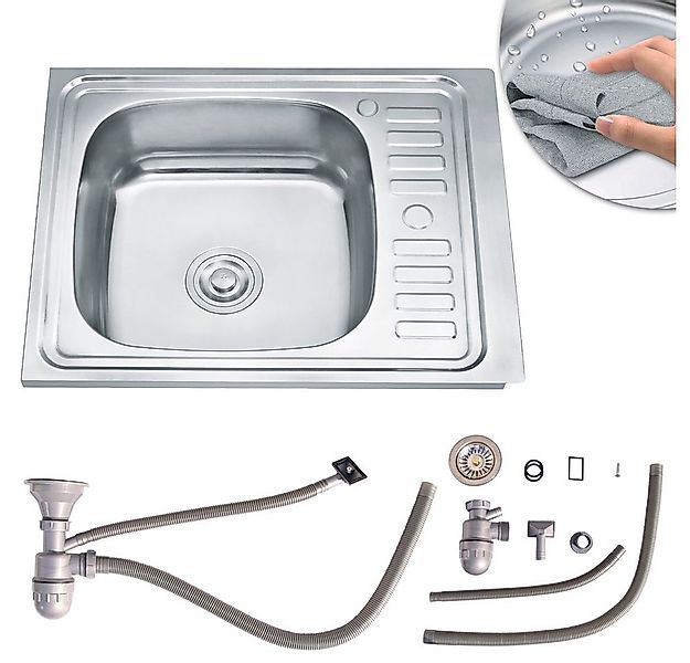 Mucola Einbauspüle Spülbecken Einbauspüle Küchenspüle 60CM Edelstahl Waschb günstig online kaufen