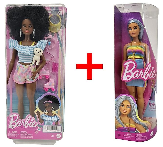 Barbie Stehpuppe 2er-Set Barbie Puppen HPL77 Sport-Barbie mit Rollschuhen u günstig online kaufen
