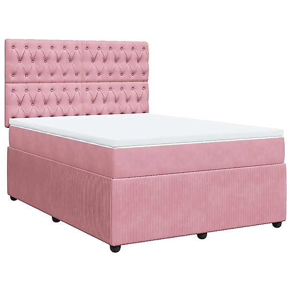 vidaXL Boxspringbett mit Matratze Rosa 140x190 cm Samt 3294645 günstig online kaufen