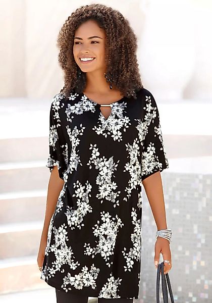 LASCANA Longshirt mit dezentem Blumendruck, Shirtkleid mit weiten Ärmel günstig online kaufen