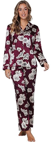 Pastunette Schlafanzug Edler Damen Satin Pyjama geknöpft (2 tlg) Edles Desi günstig online kaufen