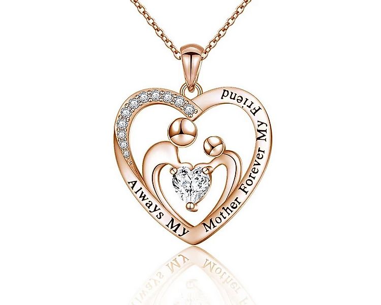 ELLAWIL Silberkette Herzkette Glitzerstein Mutter Tochter für immer Freunde günstig online kaufen
